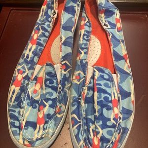 Sperry’s  Canvas colorful  print slip on sneakers